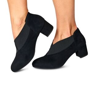 Eric Michael Black Ankle Booties with V-Cut Vamp‎